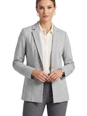 Nine West Gray Single Button Closure The Relaxed Blazer Office Attire Sz Medium